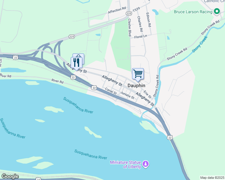 map of restaurants, bars, coffee shops, grocery stores, and more near 512 Juniata Street in Dauphin