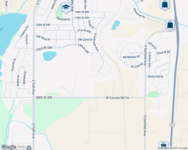 map of restaurants, bars, coffee shops, grocery stores, and more near 660 26th Street Southwest in Loveland