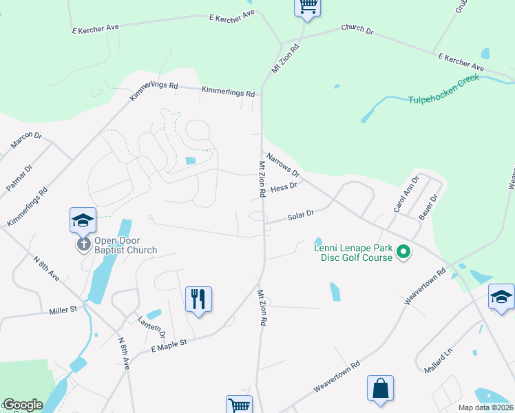 map of restaurants, bars, coffee shops, grocery stores, and more near 930 Mount Zion Road in Lebanon