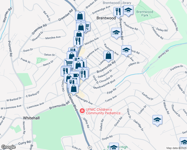 map of restaurants, bars, coffee shops, grocery stores, and more near 4040 Dalewood Street in Pittsburgh