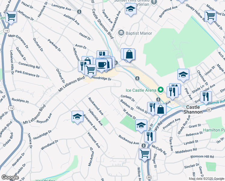 map of restaurants, bars, coffee shops, grocery stores, and more near 805 Baldwin Street in Pittsburgh