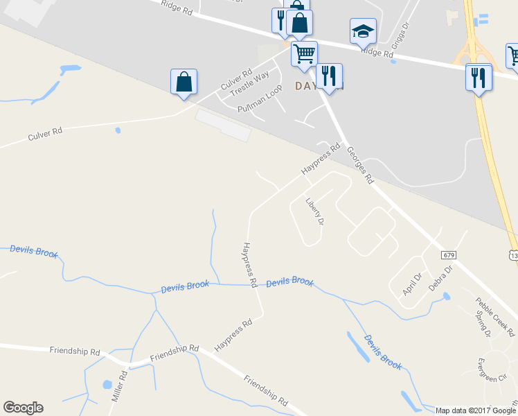map of restaurants, bars, coffee shops, grocery stores, and more near 37 Haypress Road in South Brunswick Township