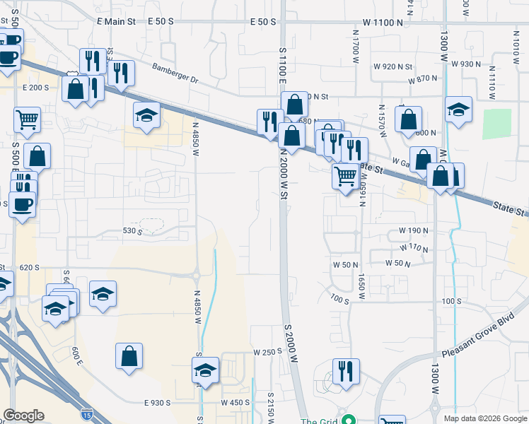 map of restaurants, bars, coffee shops, grocery stores, and more near 517 South 1040 West in American Fork