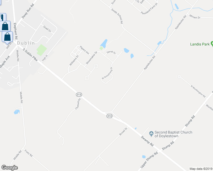 map of restaurants, bars, coffee shops, grocery stores, and more near 314 West Armstrong Drive in Fountainville