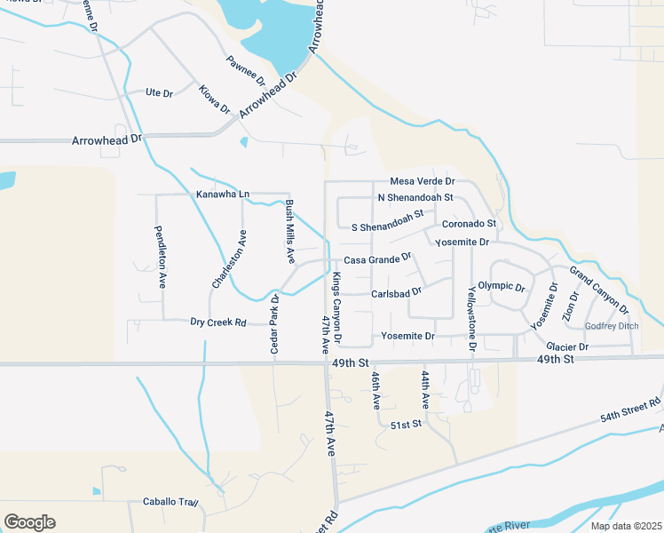 map of restaurants, bars, coffee shops, grocery stores, and more near 4549 Kings Canyon Drive in Greeley