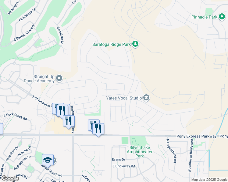 map of restaurants, bars, coffee shops, grocery stores, and more near 1831 Newcastle Lane in Saratoga Springs