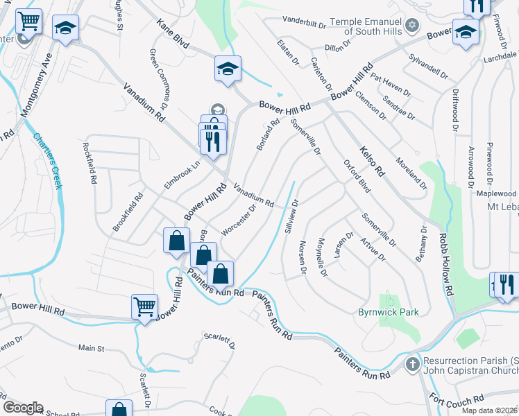 map of restaurants, bars, coffee shops, grocery stores, and more near 1918 Berkwood Drive in Pittsburgh