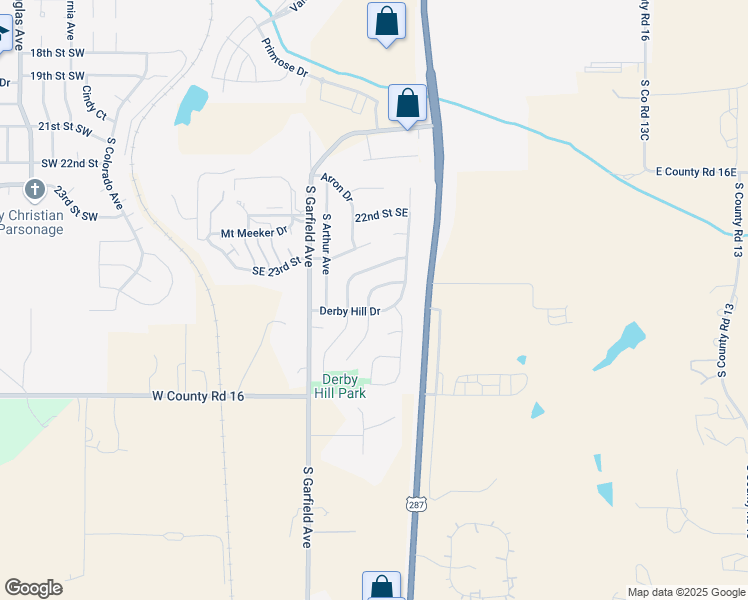 map of restaurants, bars, coffee shops, grocery stores, and more near 2432 Eugene Drive in Loveland