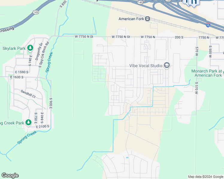 map of restaurants, bars, coffee shops, grocery stores, and more near 6820 West 7333 North in American Fork