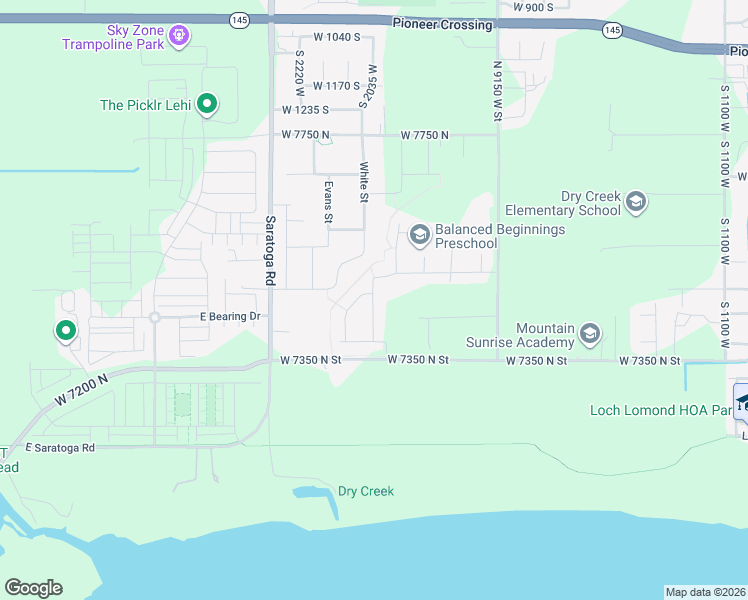 map of restaurants, bars, coffee shops, grocery stores, and more near 9372 West 7350 North in Lehi