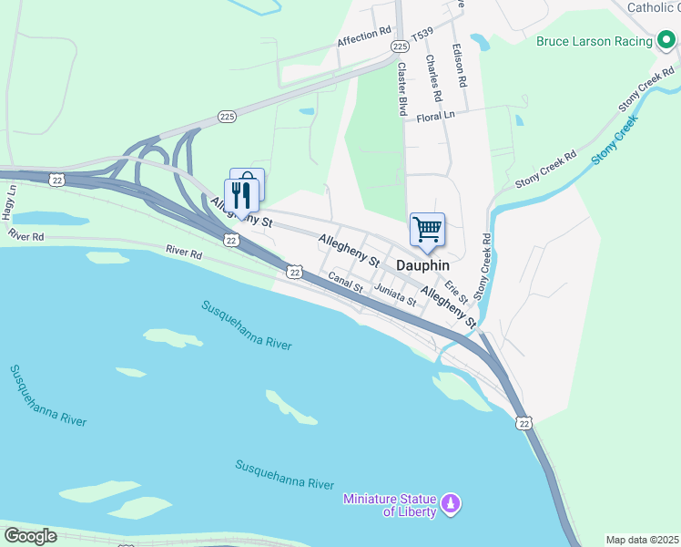 map of restaurants, bars, coffee shops, grocery stores, and more near 512 Juniata Street in Dauphin