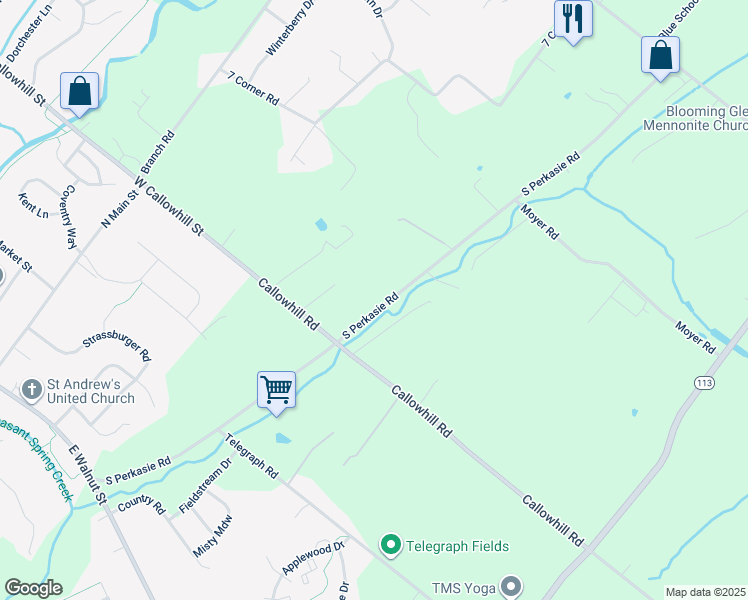 map of restaurants, bars, coffee shops, grocery stores, and more near 426 South Perkasie Road in Perkasie