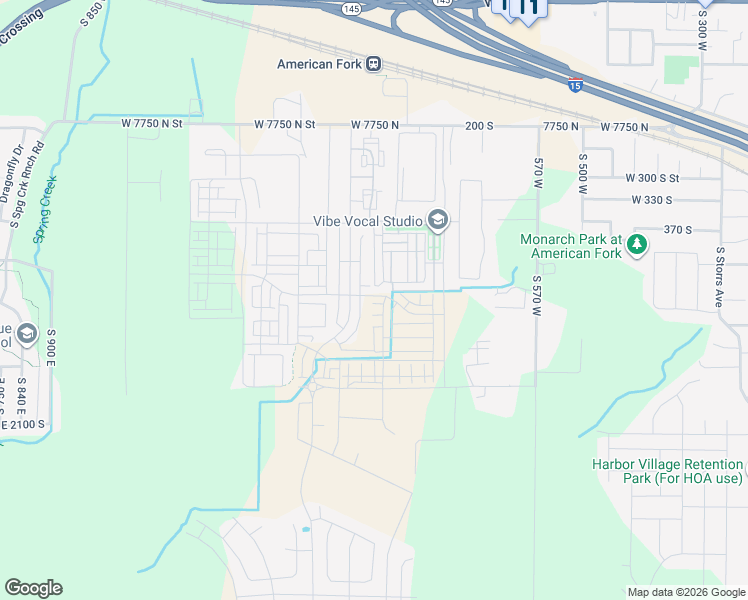 map of restaurants, bars, coffee shops, grocery stores, and more near 1121 West 490 South in Highland