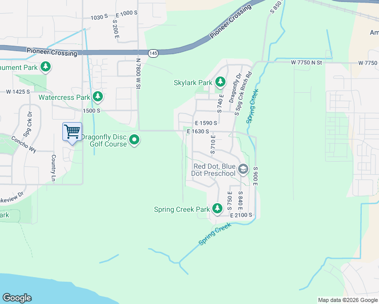 map of restaurants, bars, coffee shops, grocery stores, and more near 1752 Weeping Willow Way in Lehi