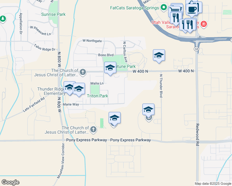 map of restaurants, bars, coffee shops, grocery stores, and more near 248 North Jeromiah Lane in Saratoga Springs