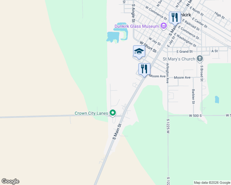 map of restaurants, bars, coffee shops, grocery stores, and more near 301-399 Layne Drive in Dunkirk