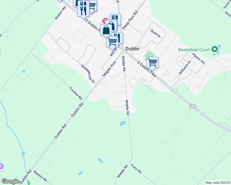 map of restaurants, bars, coffee shops, grocery stores, and more near 160 Middle Road in Dublin