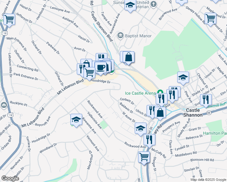 map of restaurants, bars, coffee shops, grocery stores, and more near 805 Baldwin Street in Pittsburgh