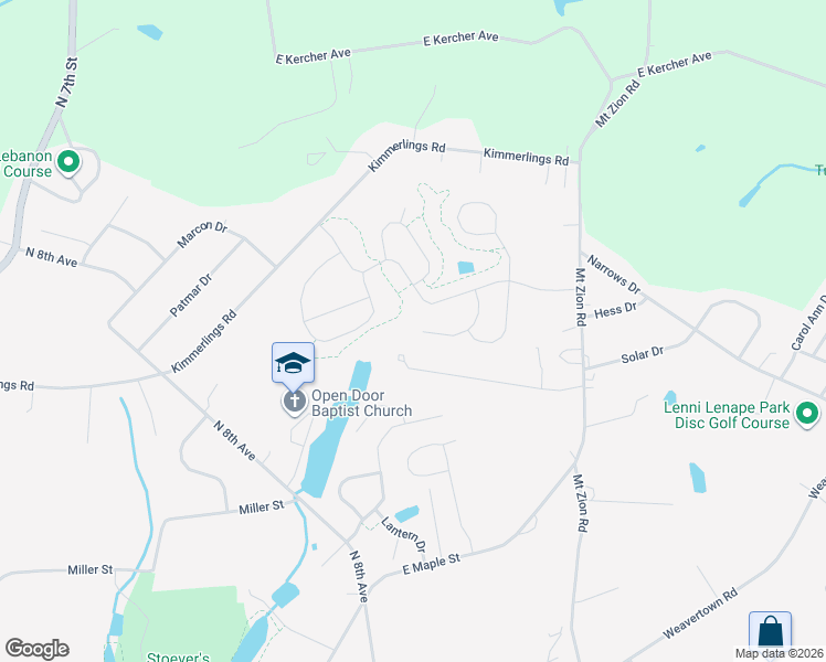 map of restaurants, bars, coffee shops, grocery stores, and more near 951 Snapdragon Court in Lebanon