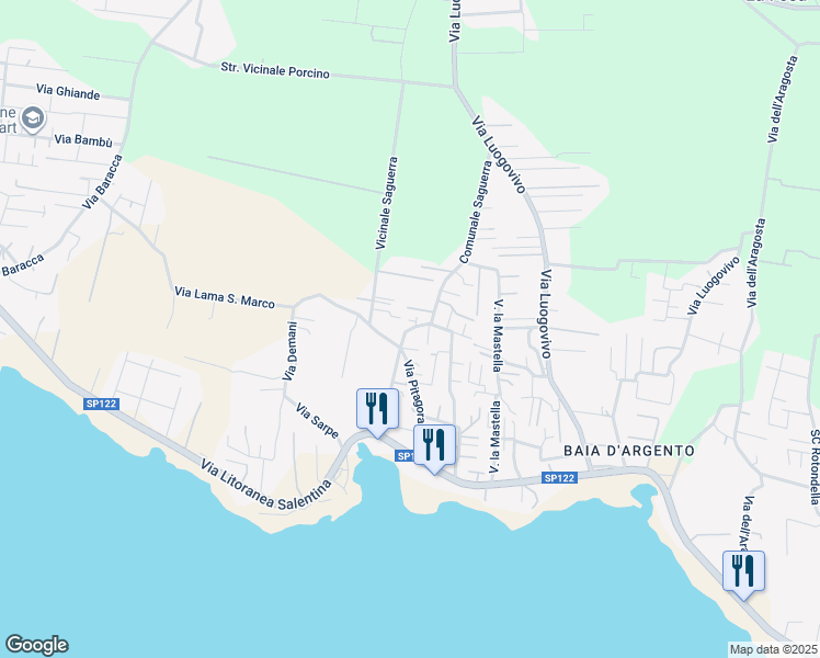 map of restaurants, bars, coffee shops, grocery stores, and more near 808 Strada Comunale Saguerra in Leporano Marina