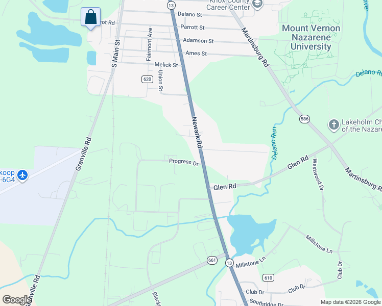 map of restaurants, bars, coffee shops, grocery stores, and more near 1199 Newark Road in Mount Vernon