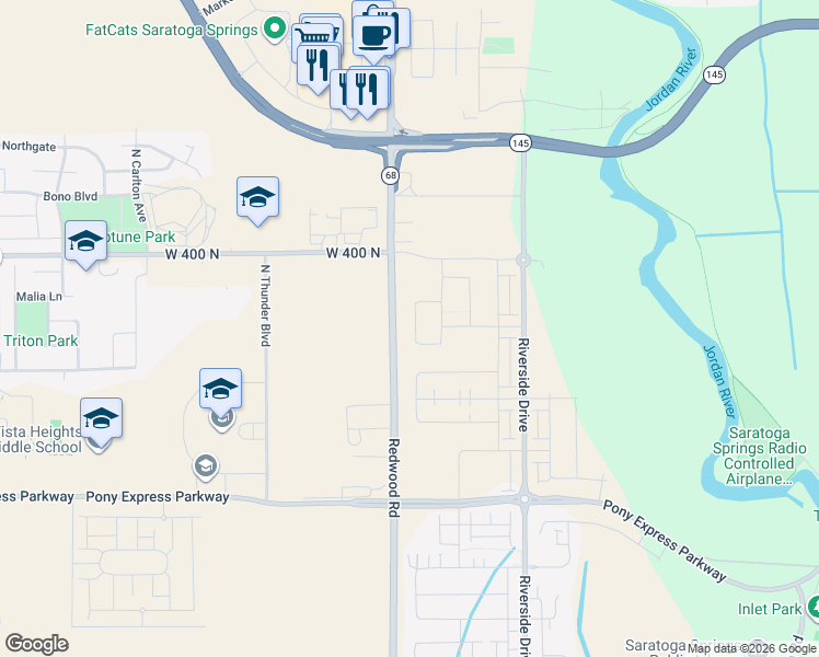 map of restaurants, bars, coffee shops, grocery stores, and more near 277 North Roundabout Street in Saratoga Springs