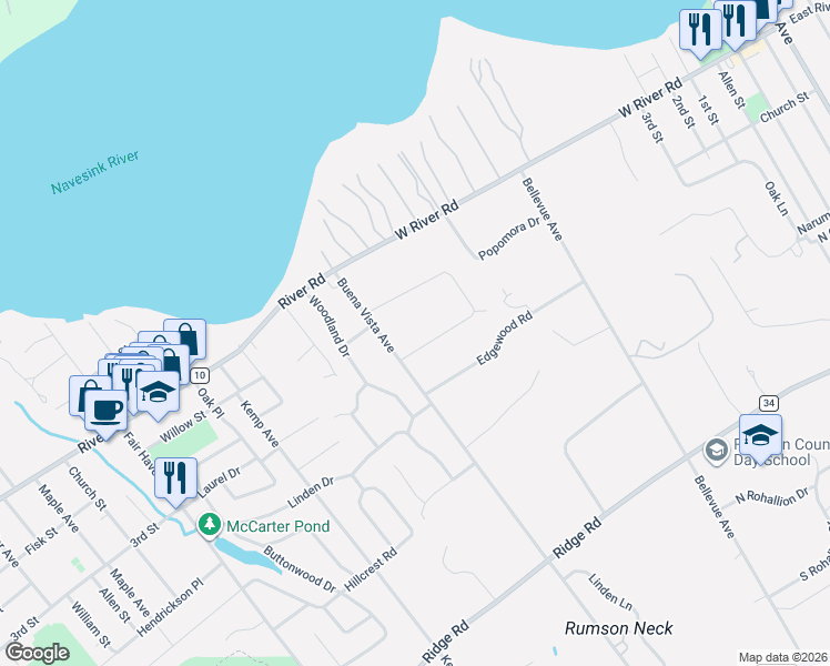 map of restaurants, bars, coffee shops, grocery stores, and more near 37 Circle Drive in Rumson