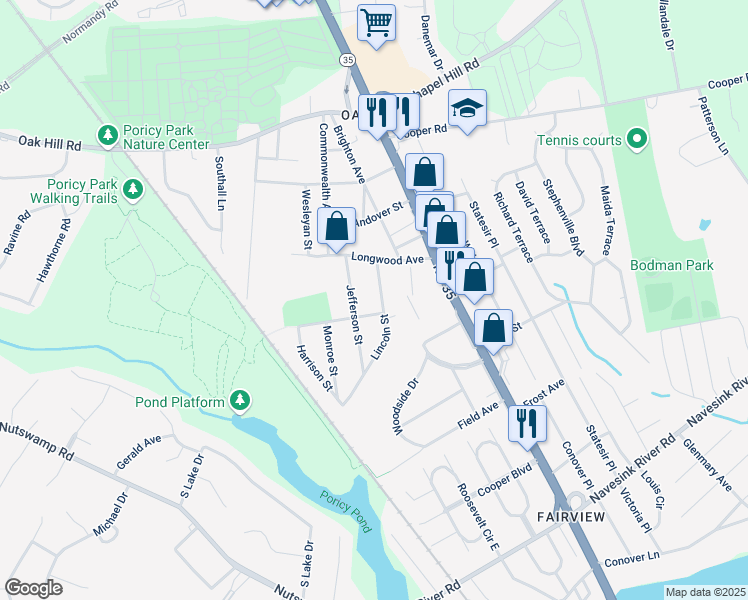map of restaurants, bars, coffee shops, grocery stores, and more near 880 Lincoln Street in Red Bank