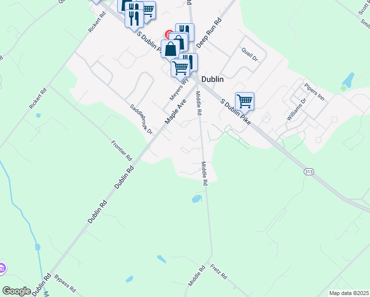 map of restaurants, bars, coffee shops, grocery stores, and more near 160 Middle Road in Dublin