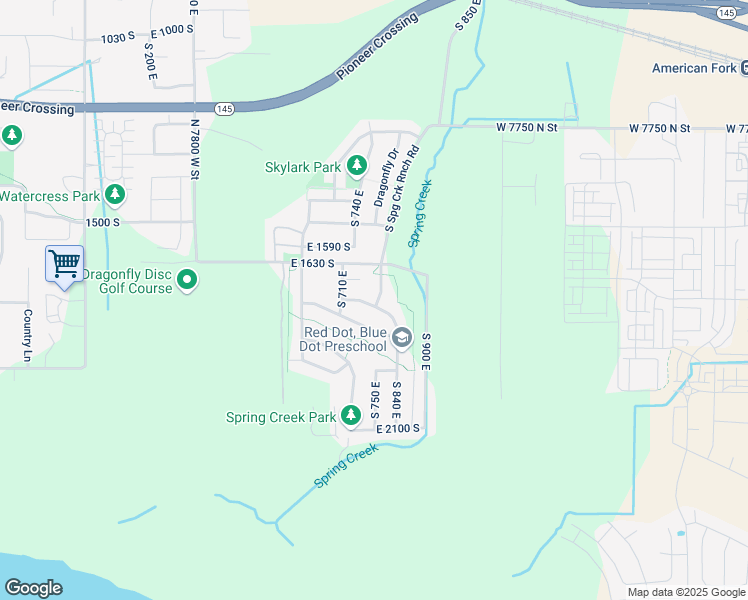 map of restaurants, bars, coffee shops, grocery stores, and more near 1738 Spring Creek Ranch Road in Lehi