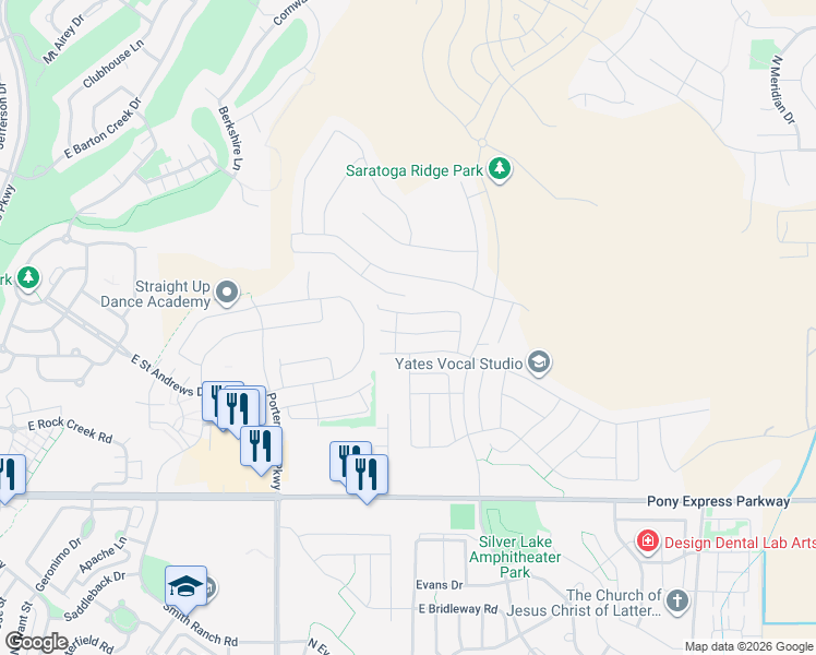 map of restaurants, bars, coffee shops, grocery stores, and more near 1831 Newcastle Lane in Saratoga Springs
