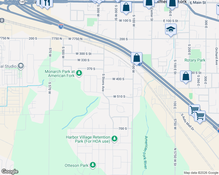 map of restaurants, bars, coffee shops, grocery stores, and more near 228 West 470 South in American Fork