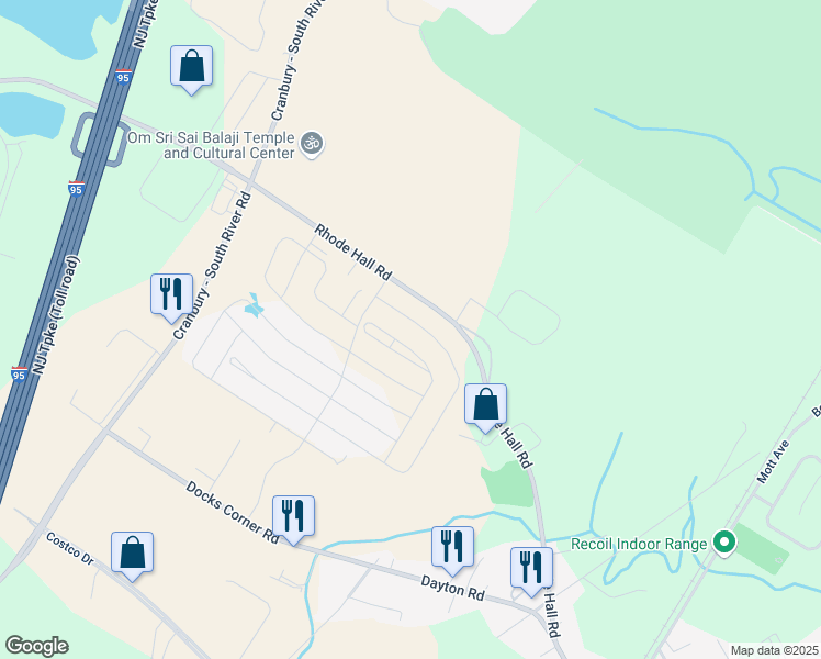 map of restaurants, bars, coffee shops, grocery stores, and more near 266 Rhode Hall Road in Monroe Township