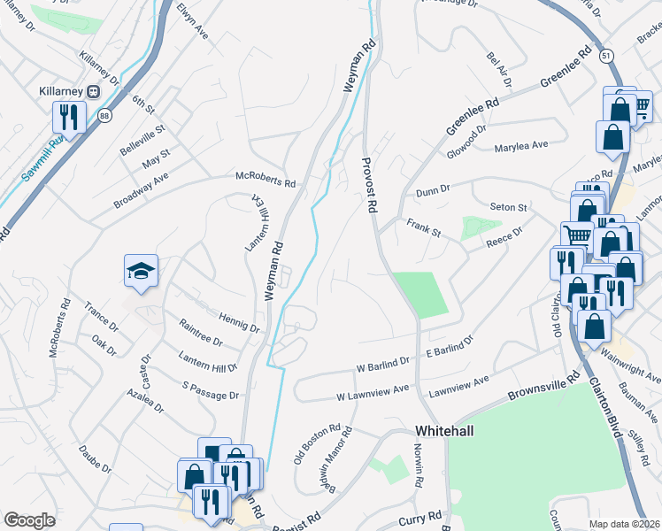 map of restaurants, bars, coffee shops, grocery stores, and more near 3320 Margaret Street in Pittsburgh