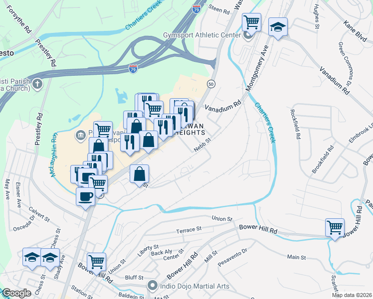 map of restaurants, bars, coffee shops, grocery stores, and more near 151 Beram Avenue in Bridgeville