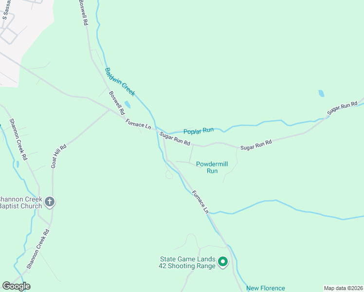 map of restaurants, bars, coffee shops, grocery stores, and more near 421 Sugar Run Road in New Florence