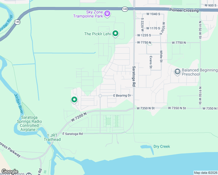 map of restaurants, bars, coffee shops, grocery stores, and more near 7534 North 9550 West in Lehi