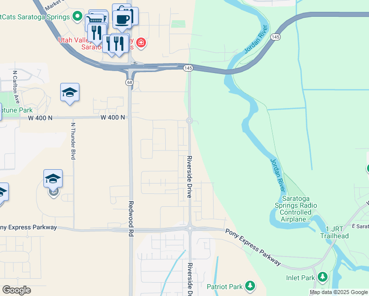 map of restaurants, bars, coffee shops, grocery stores, and more near 204 East Arcade Drive in Saratoga Springs