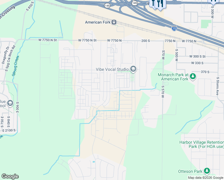 map of restaurants, bars, coffee shops, grocery stores, and more near 444 Willow Leaf Road in American Fork