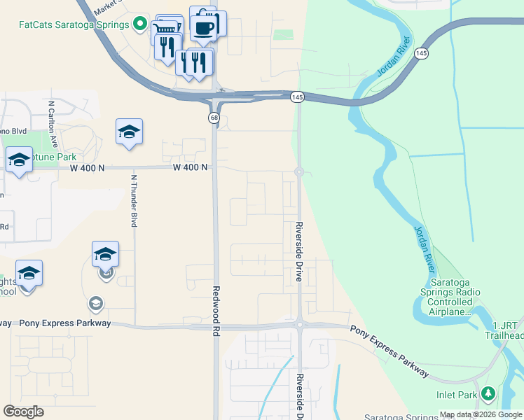 map of restaurants, bars, coffee shops, grocery stores, and more near 309 North Corridor Lane in Saratoga Springs