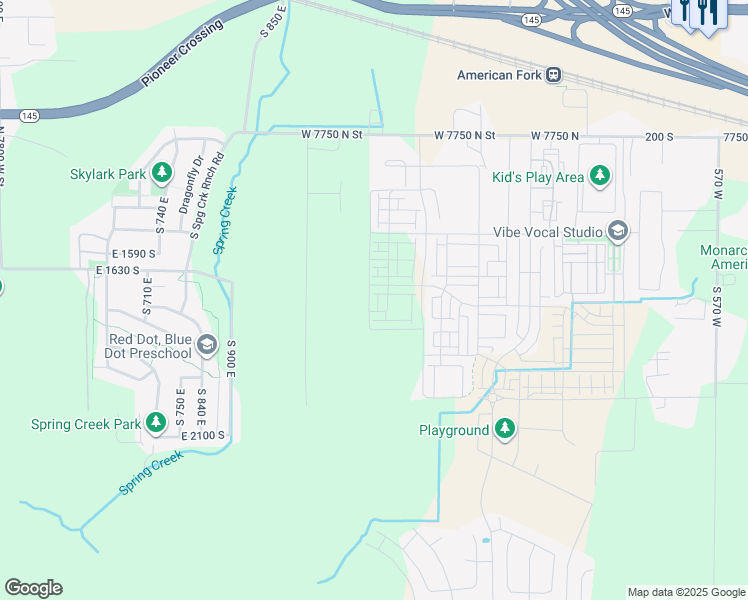 map of restaurants, bars, coffee shops, grocery stores, and more near 495 South 1160 West in American Fork