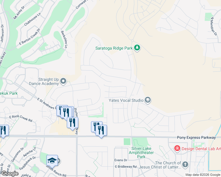 map of restaurants, bars, coffee shops, grocery stores, and more near 1807 West Eaglewood Drive in Eagle Mountain