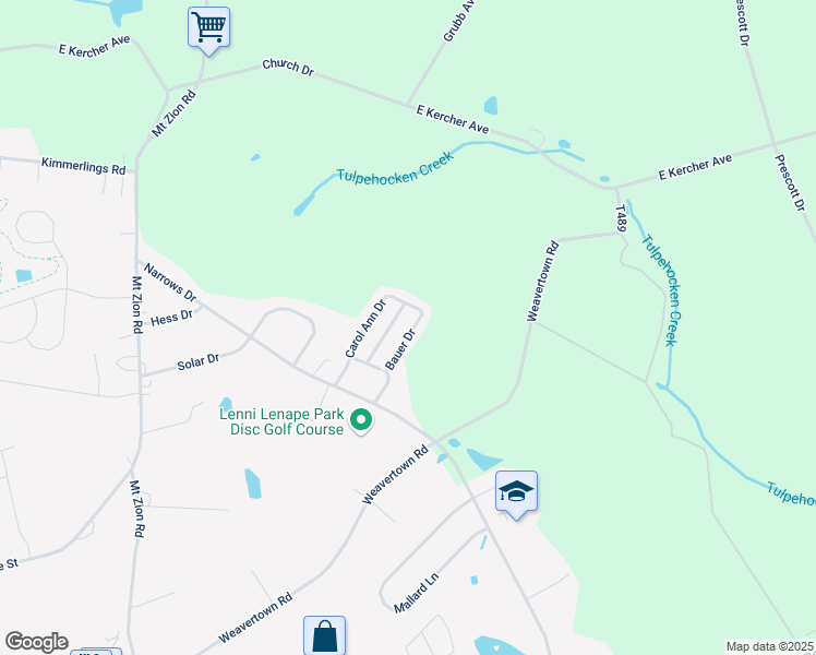 map of restaurants, bars, coffee shops, grocery stores, and more near 65 Bauer Drive in Lebanon