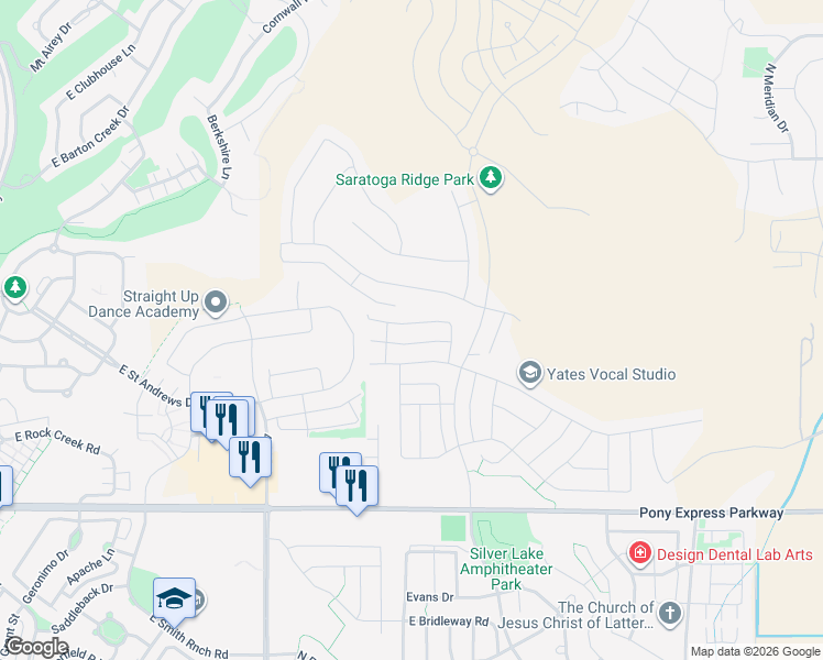 map of restaurants, bars, coffee shops, grocery stores, and more near 1773 West Eaglewood Drive in Saratoga Springs
