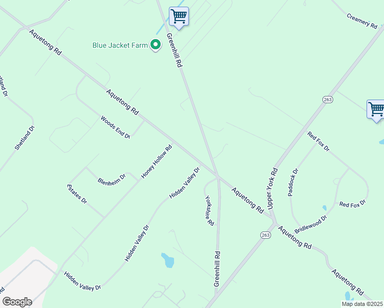 map of restaurants, bars, coffee shops, grocery stores, and more near 3163 Aquetong Road in Doylestown