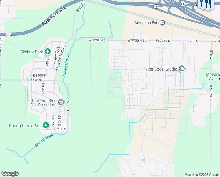 map of restaurants, bars, coffee shops, grocery stores, and more near 491 South 1160 West in American Fork
