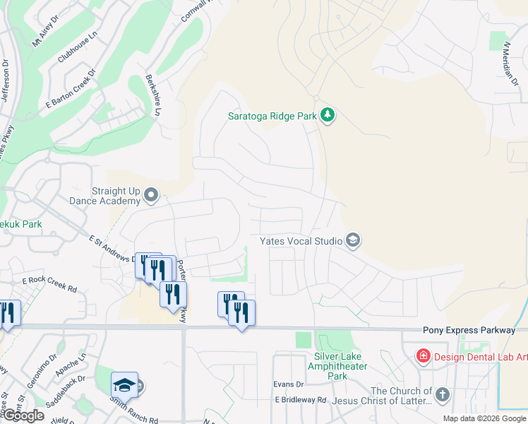 map of restaurants, bars, coffee shops, grocery stores, and more near 1807 West Eaglewood Drive in Eagle Mountain