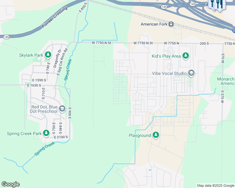 map of restaurants, bars, coffee shops, grocery stores, and more near 492 South 1140 West in American Fork