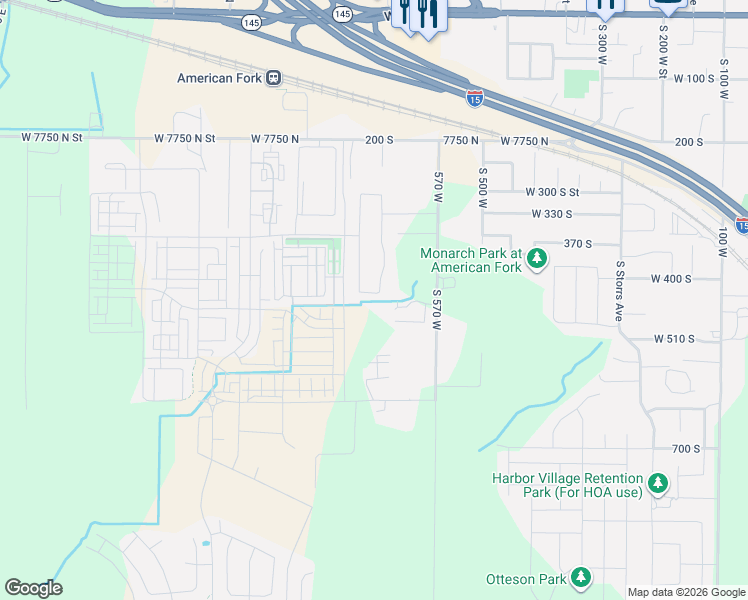 map of restaurants, bars, coffee shops, grocery stores, and more near 7573 North 6500 West Street in American Fork