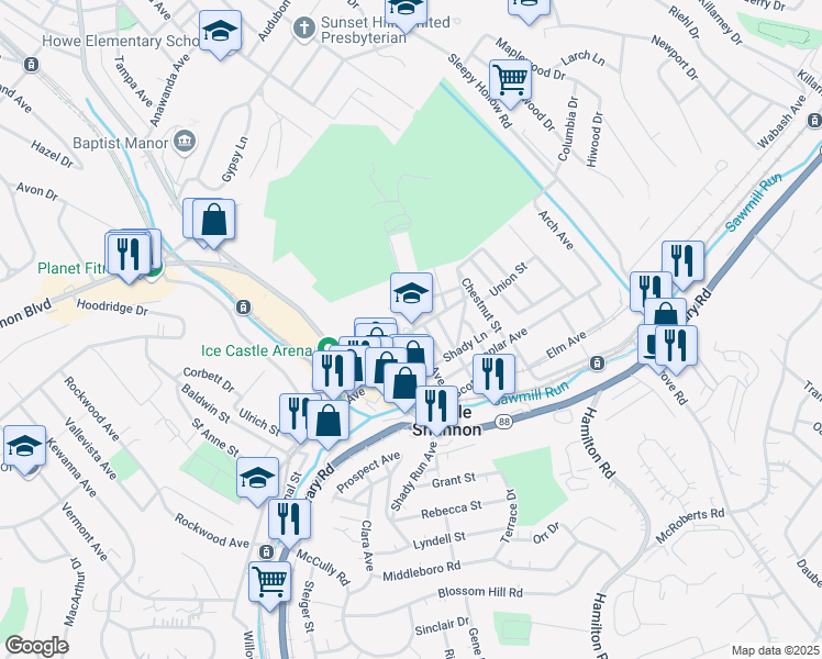 map of restaurants, bars, coffee shops, grocery stores, and more near 969 Pine Avenue in Pittsburgh